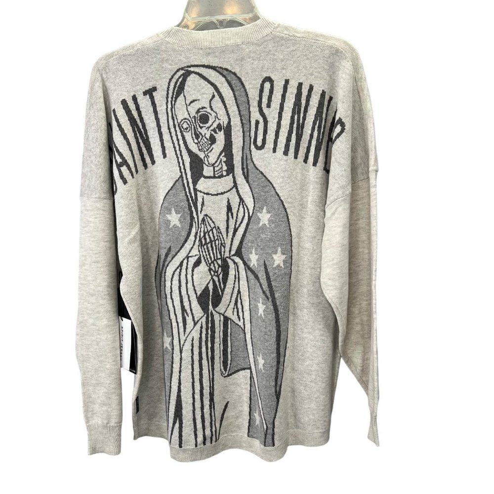 Spirit Jersey Saint Sinner Knit Sweater size XS Oversized Unisex Beige NWT